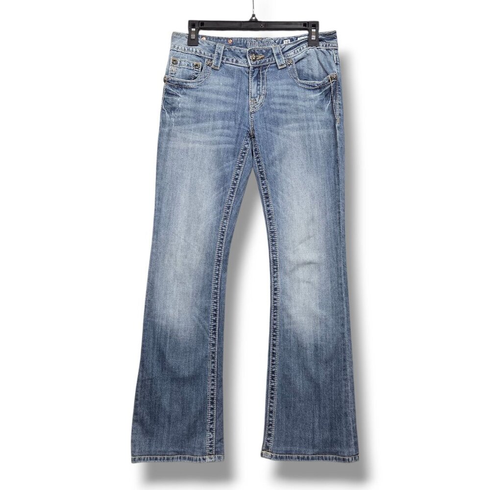 Miss Me Bootcut Jeans Womens 28 HEMMED‎ Embroidered Cross Mid Rise